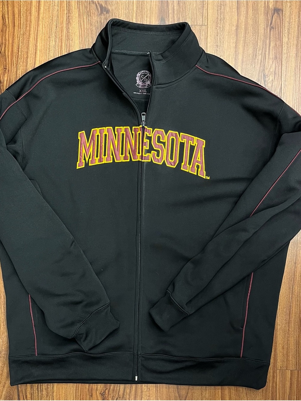 Minnesota Gophers Black Zip-Up Jacket with Maroon & Gold Lettering
